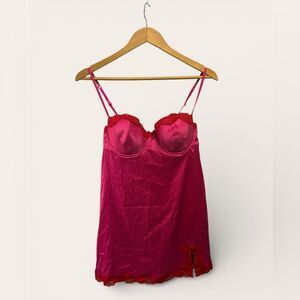 Pink Lace Satin Slip Lingerie Feminine Romantic Coquette Size M